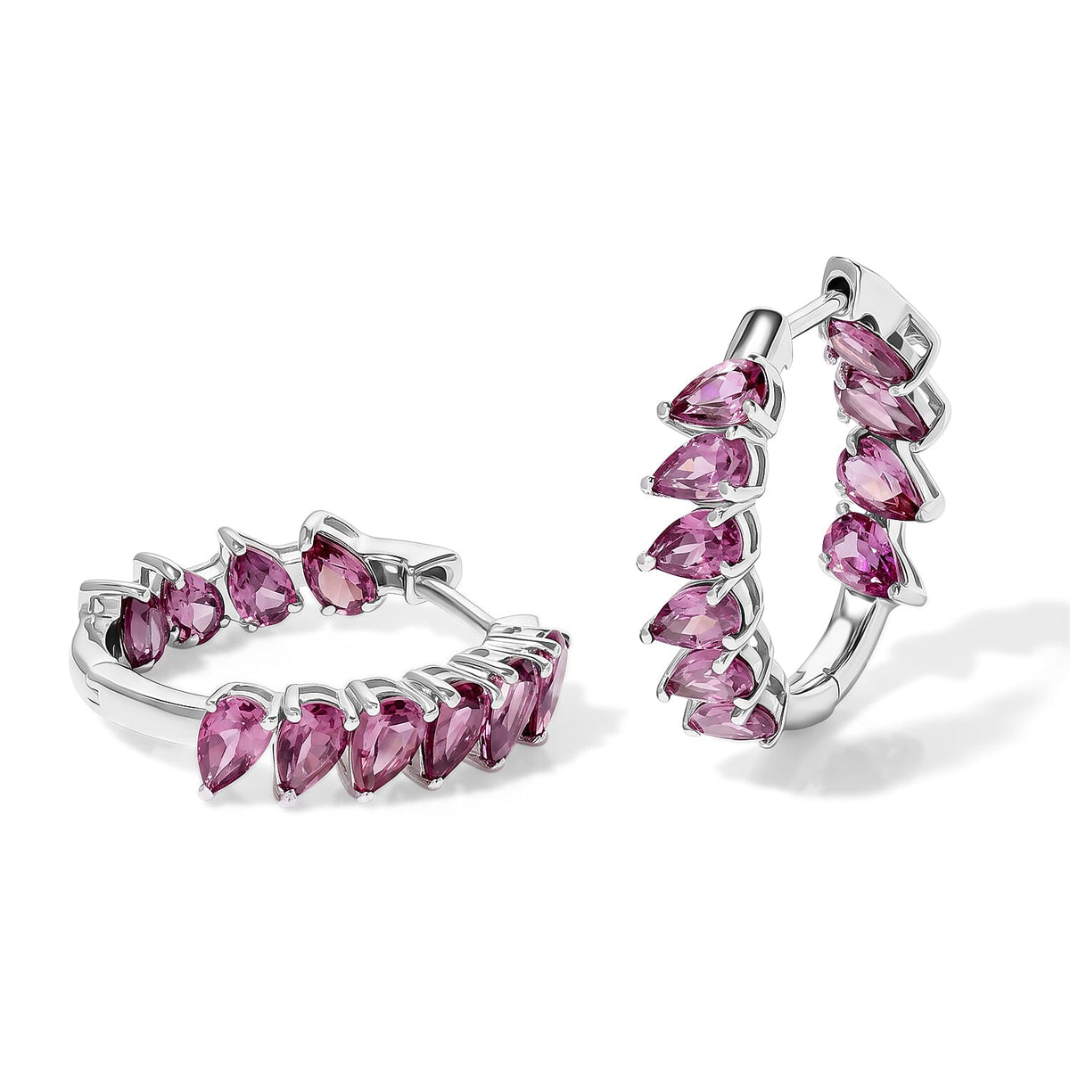 EverTrue Lotus Garnet Hoop Earrings in Platinum Bond 5.00 ctw
