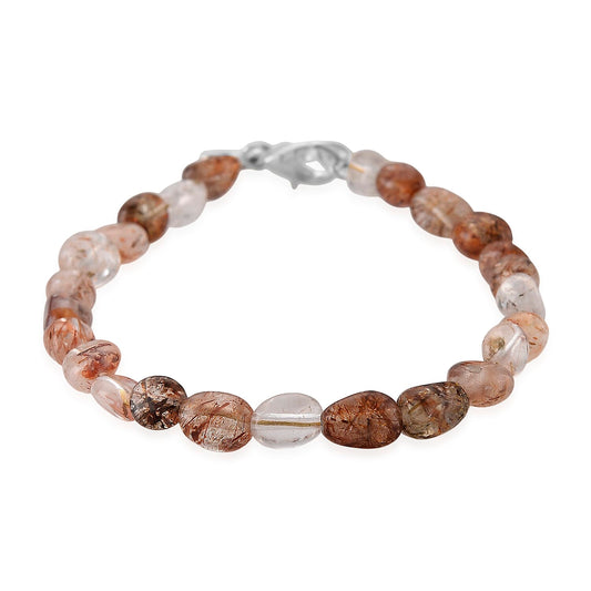Super Blackgold Quartz  Beads Bracelet Pure White Brass  20.00 ctw