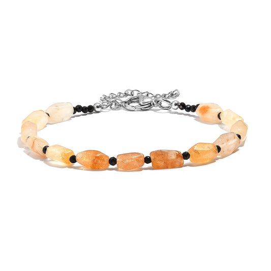EverTrue Yellow Aventurine, Thai Black Spinel Bracelet in Stainless Steel (7.25 In) 28.00 ctw