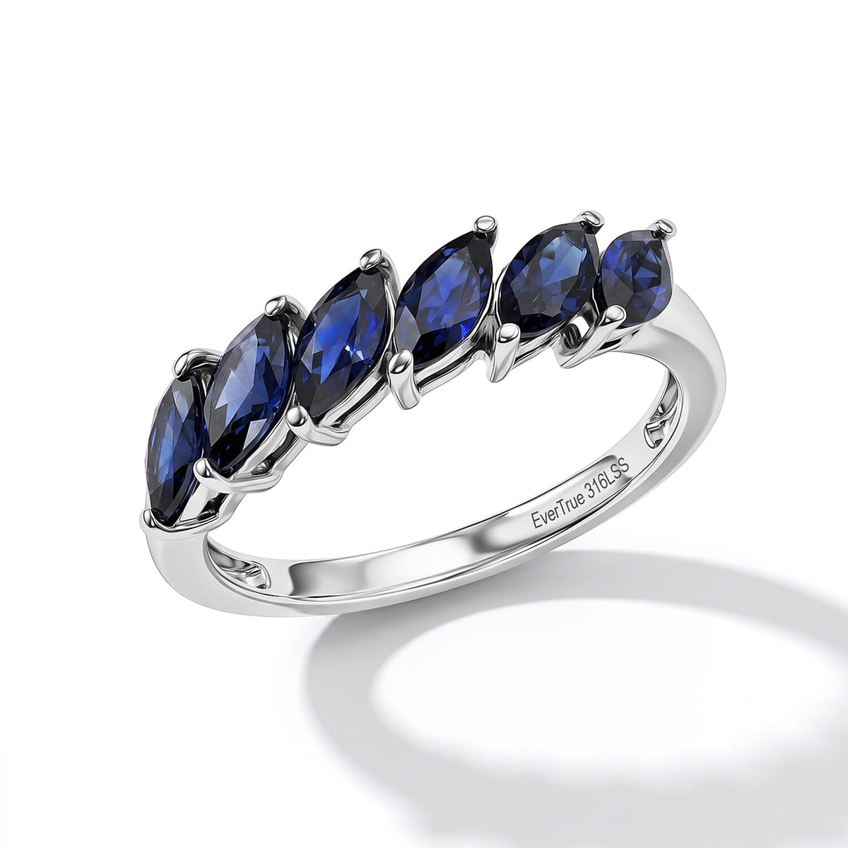 EverTrue Lab Created Blue Sapphire Ring in Stainless Steel (Size 10.0) 1.70 ctw