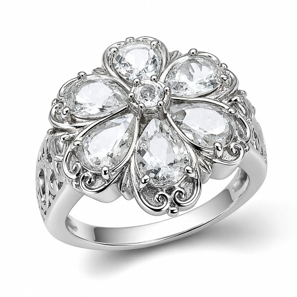 EverTrue Petalite Cluster Ring in Stainless Steel (Size 10.0) 3.30 ctw