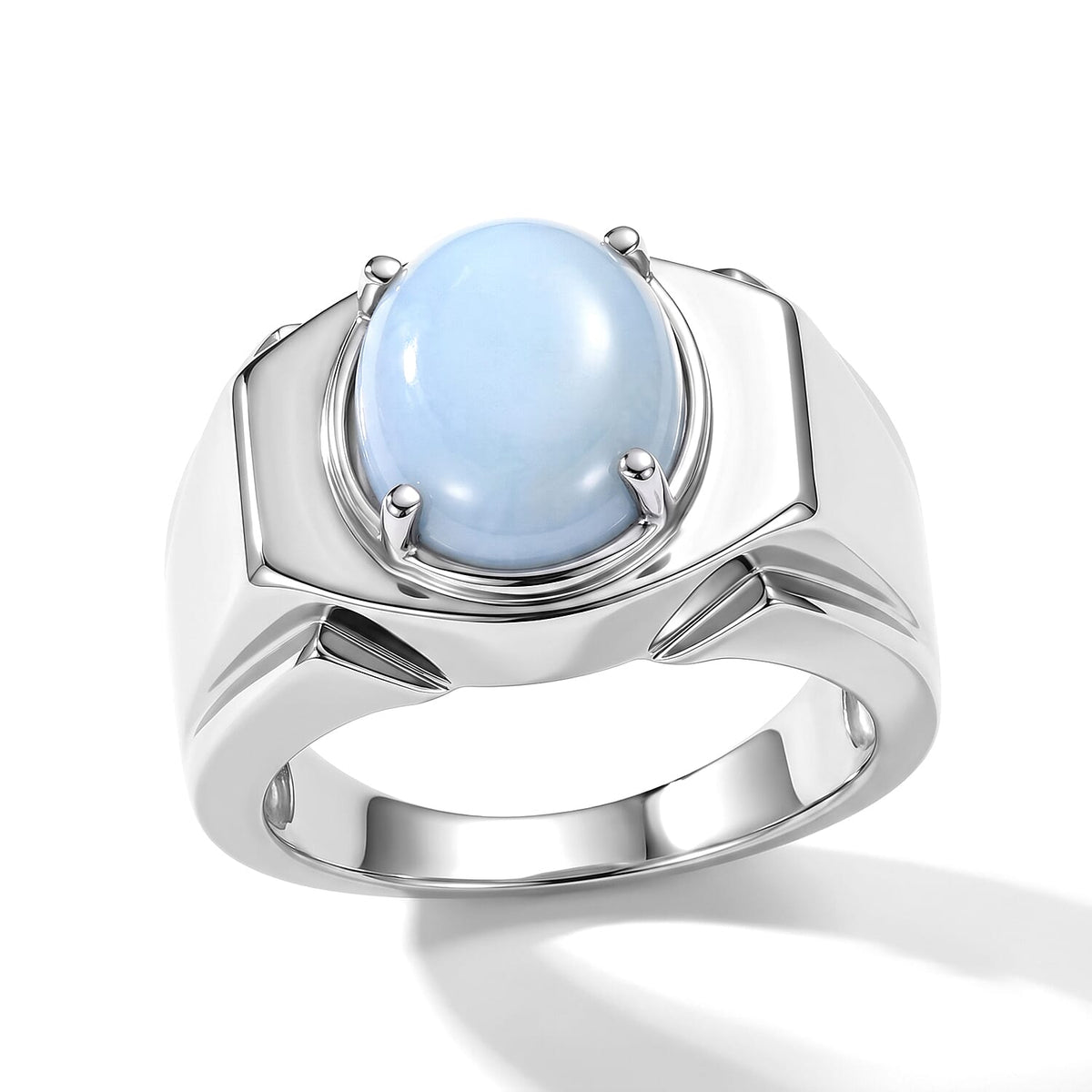 EverTrue Oregon Blue Opal 4.10 ctw Men''s Ring in Stainless Steel (Size 10.0)