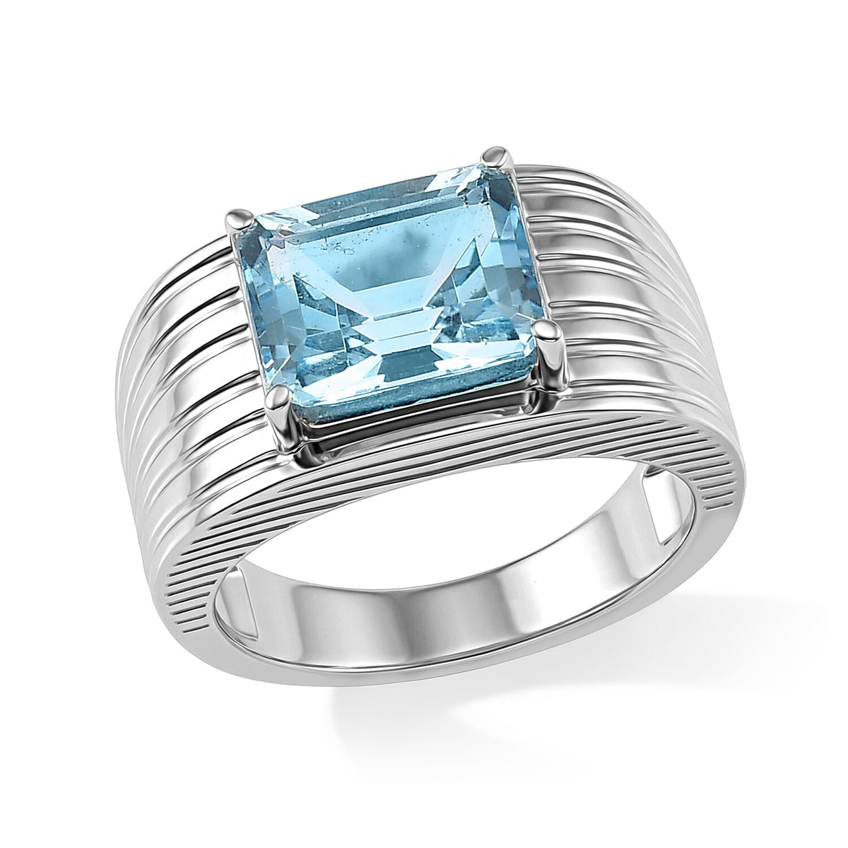 EverTrue Mercury Mystic Topaz Men''s Ring in Stainless Steel (Size 10.0) 5.20 ctw