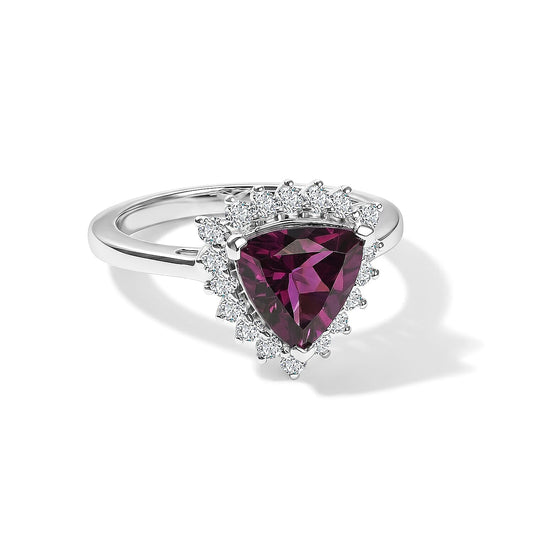 10K White Gold AAA Radiant Ember Garnet, Luxuriant Lab Grown Diamond (G-H, SI) (0.35 cts) Ring (Size 10.0) 2.75 ctw..