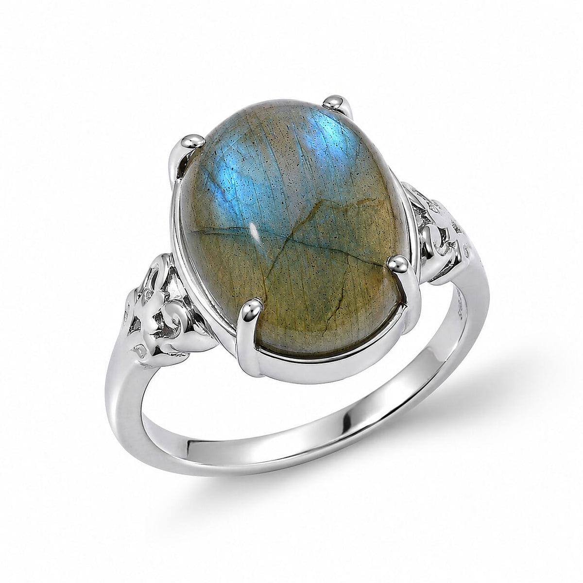 EverTrue Malagasy Labradorite 9.65 ctw Solitaire Ring in Stainless Steel (Size 10)