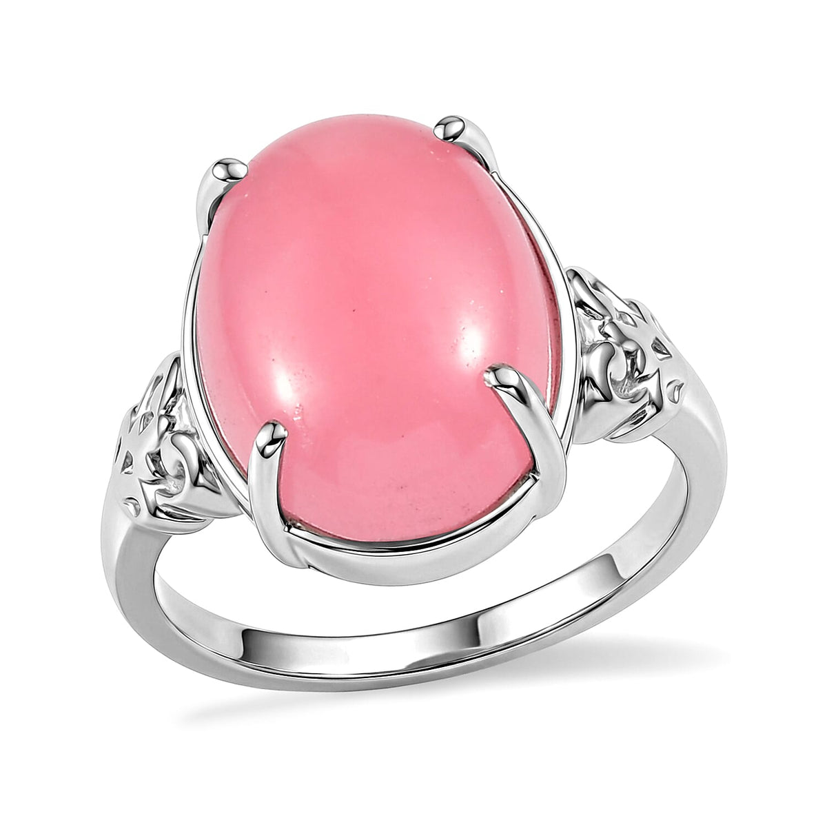EverTrue Pink Jade Solitaire Ring in Stainless Steel (Size 10.0) 11.60 ctw