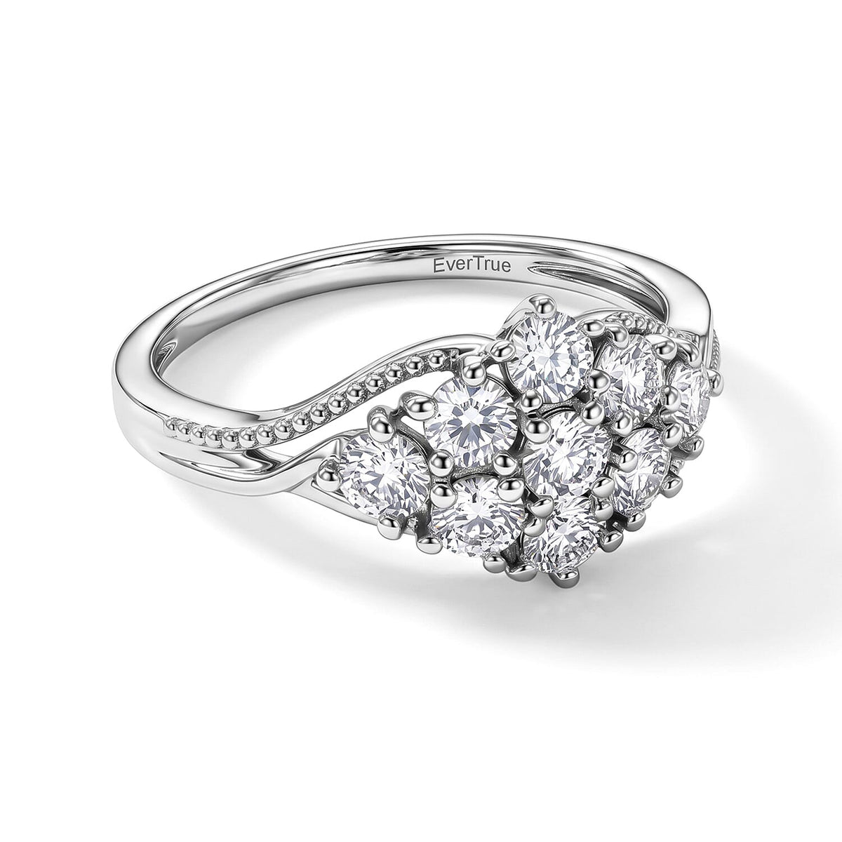 EverTrue Moissanite Cluster Ring in Platinum Bond (Size 10.0) 0.90 ctw
