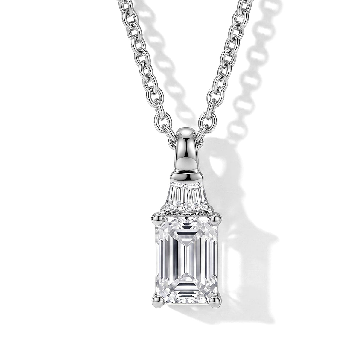 EverTrue Moissanite (Oct 7x5mm) Pendant in Platinum Bond with Stainless Steel Necklace (20 Inches) 1.10 ctw
