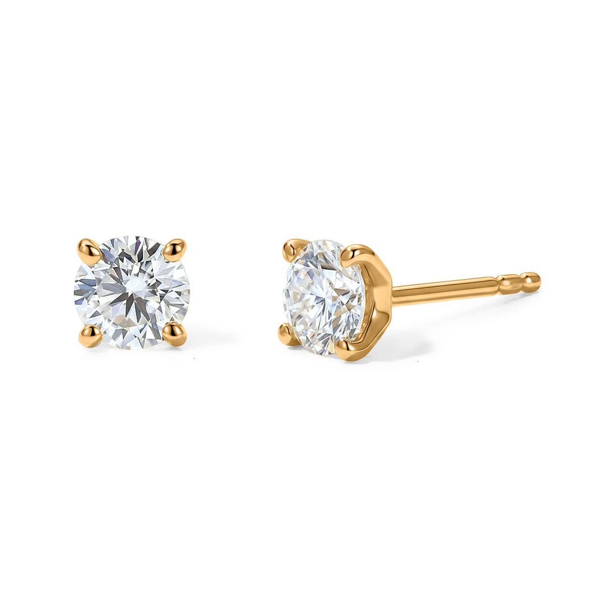 D''Joy Moissanite Stud Earrings in 18K YG Over Sterling Silver 0.90 ctw