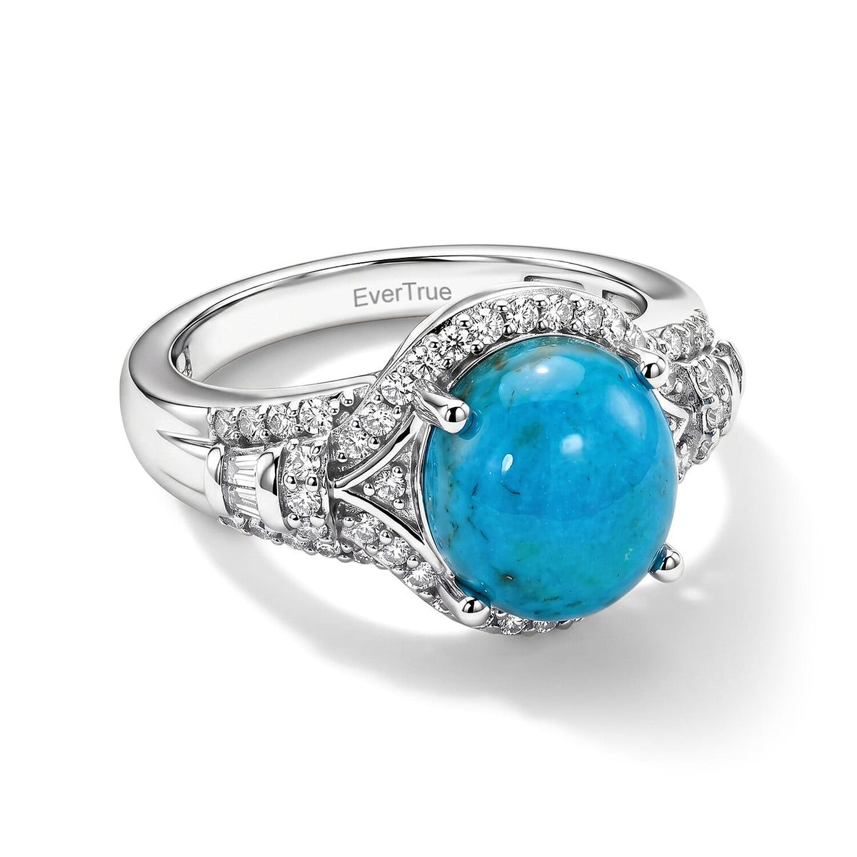 EverTrue Peruvian Opalina, White Zircon Ring in Platinum Bond (Size 10.0) 3.60 ctw