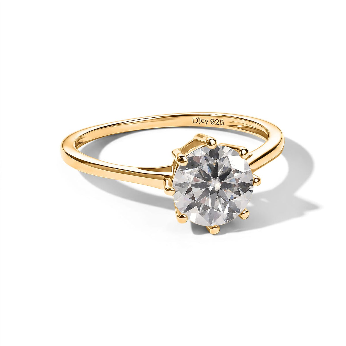 D'Joy 120 Facets Moissanite Ring in 18K Vermeil Rose Gold Over Sterling Silver (Size 10.0) 2.00 ctw
