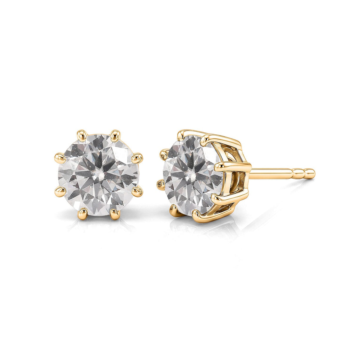 D'Joy 120 Facets Moissanite (Rnd 6.5mm) Earrings in 18K Vermeil RG Over Sterling Silver 2.00 ctw