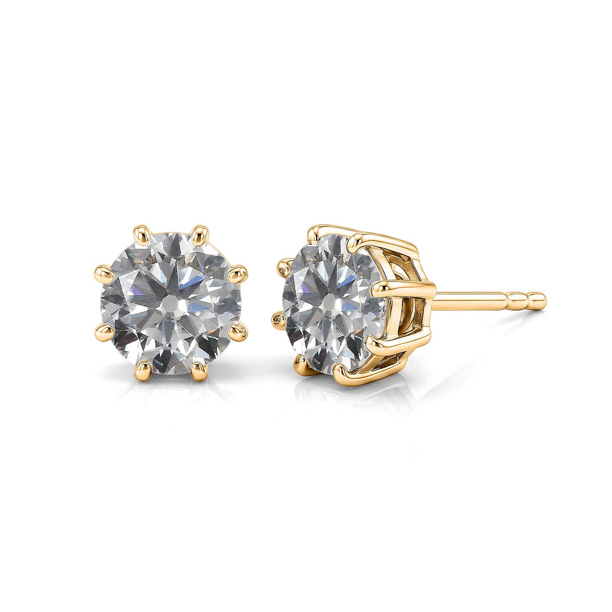 D'Joy 120 Facets Moissanite (Rnd 6.5mm) Earrings in 18K Vermeil RG Over Sterling Silver 2.00 ctw