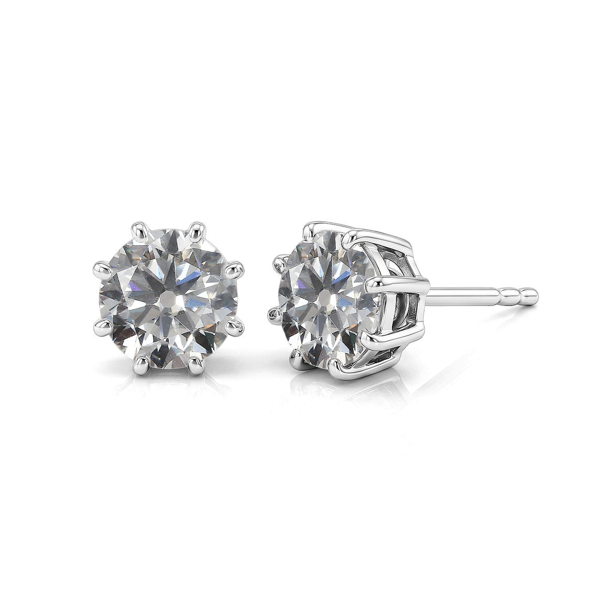 D'Joy 120 Facets Moissanite (Rnd 6.5mm) Earrings in 18K Vermeil RG Over Sterling Silver 2.00 ctw