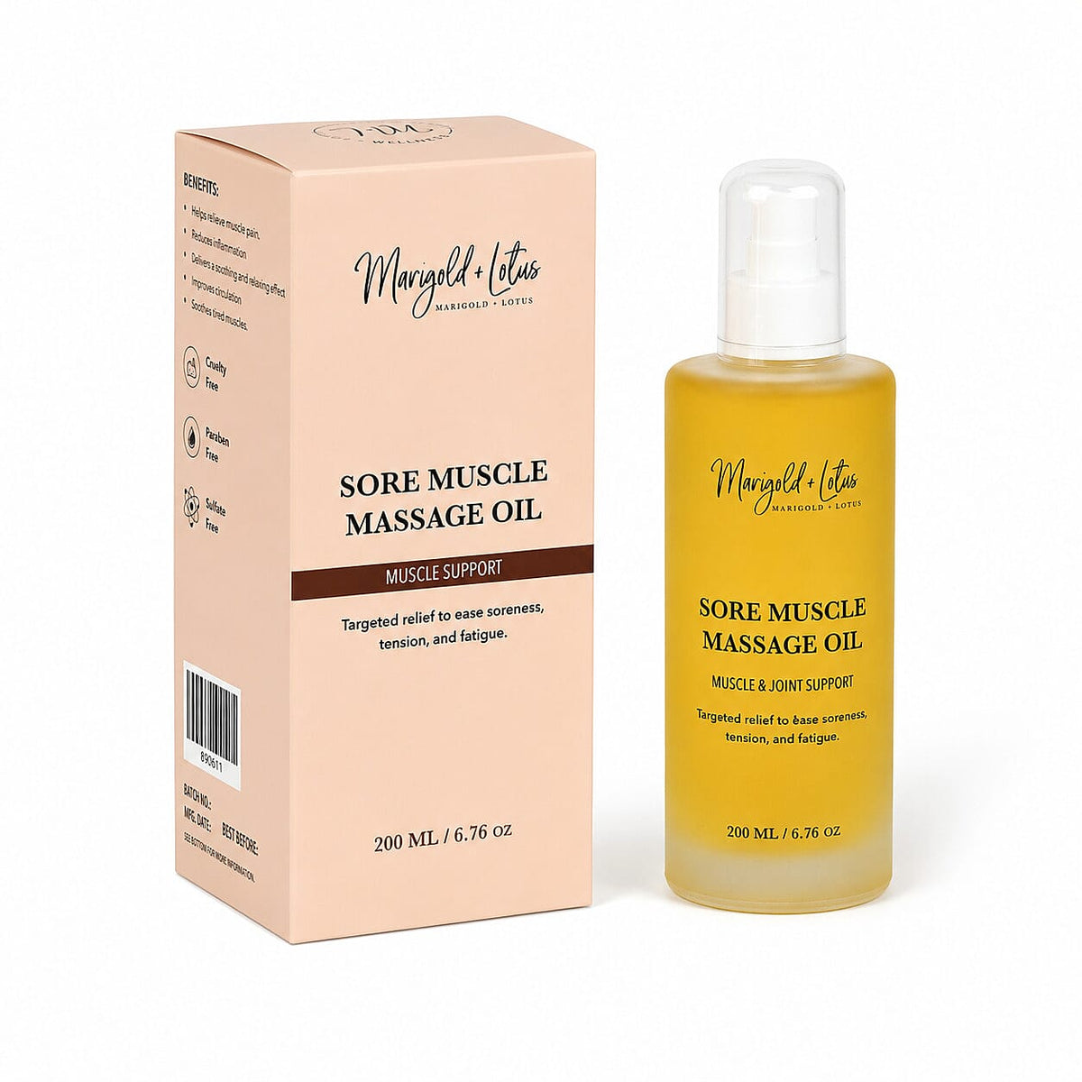 Marigold and Lotus Sore Muscle Massage Oil 6.76oz