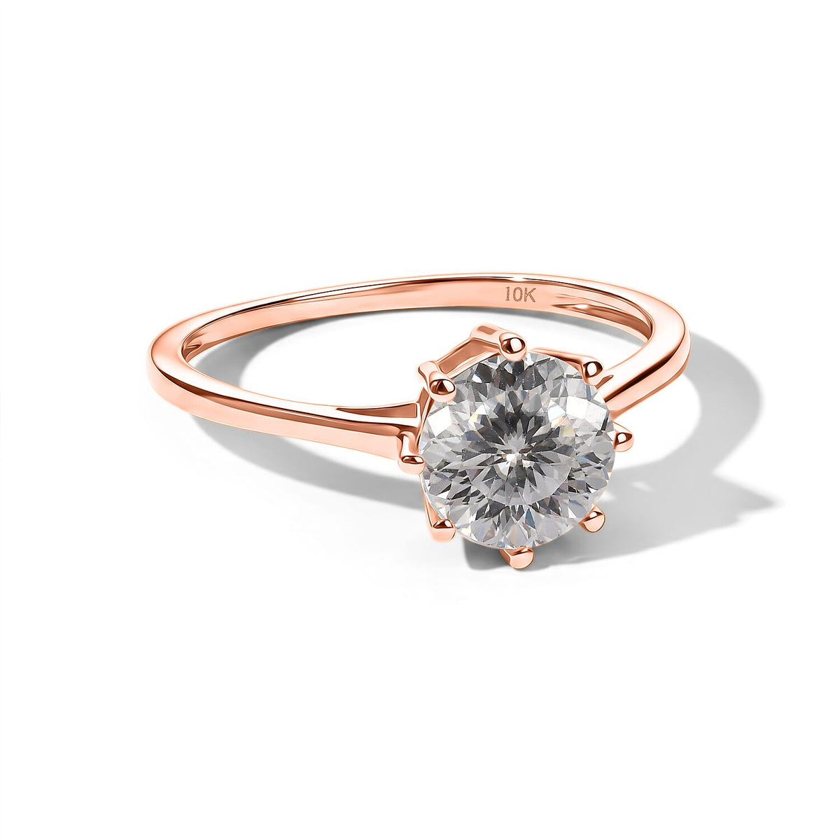 D'Joy 120 Facets Moissanite Ring in 18K Vermeil Rose Gold Over Sterling Silver (Size 10.0) 2.00 ctw