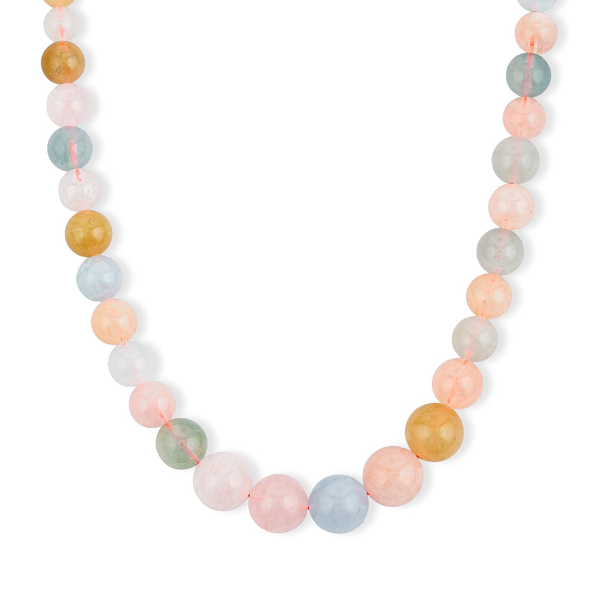 D''Joy Premium Multi Beryl Beaded Necklace (20 Inches) in Rhodium Over Sterling Silver 280.00 ctw