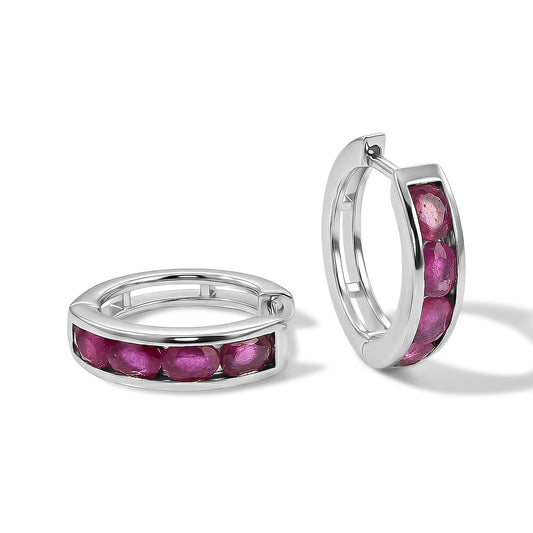D'Joy Niassa Ruby (FF) Earrings in Rhodium Over Sterling Silver 2.00 ctw