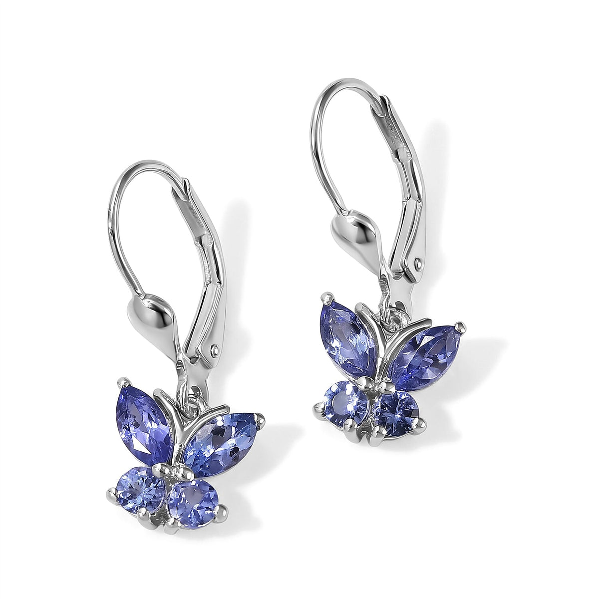 D''Joy Tanzanite 1.60 ctw Earrings in Rhodium Over Sterling Silver