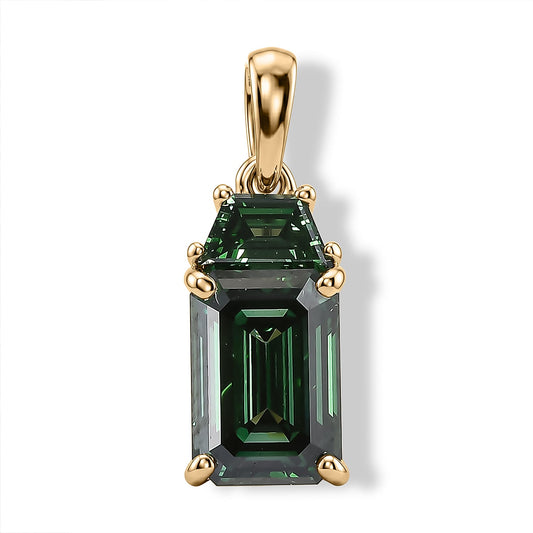 SGL Certified 10K Green Gold Luxuriant Lab Grown Green Diamond (VS) Pendant without Chain 2.25 ctw
