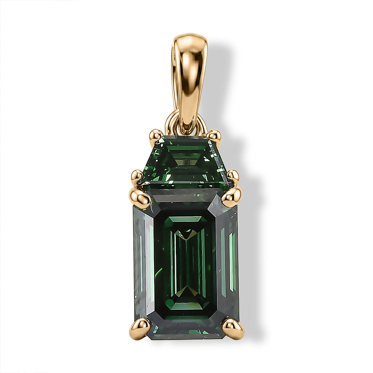 SGL Certified 10K Green Gold Luxuriant Lab Grown Green Diamond (VS) Pendant without Chain 2.25 ctw