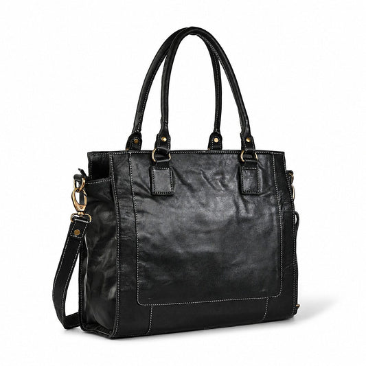 La Marey Black Genuine Leather Handbag with RFID Protection