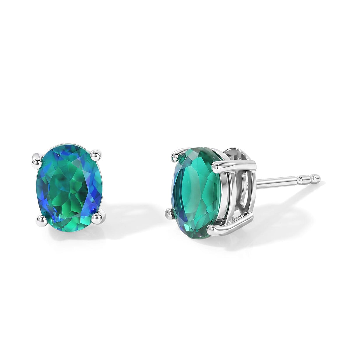 EverTrue Peacock Quartz Stud Earrings in Platinum Bond 2.80 ctw