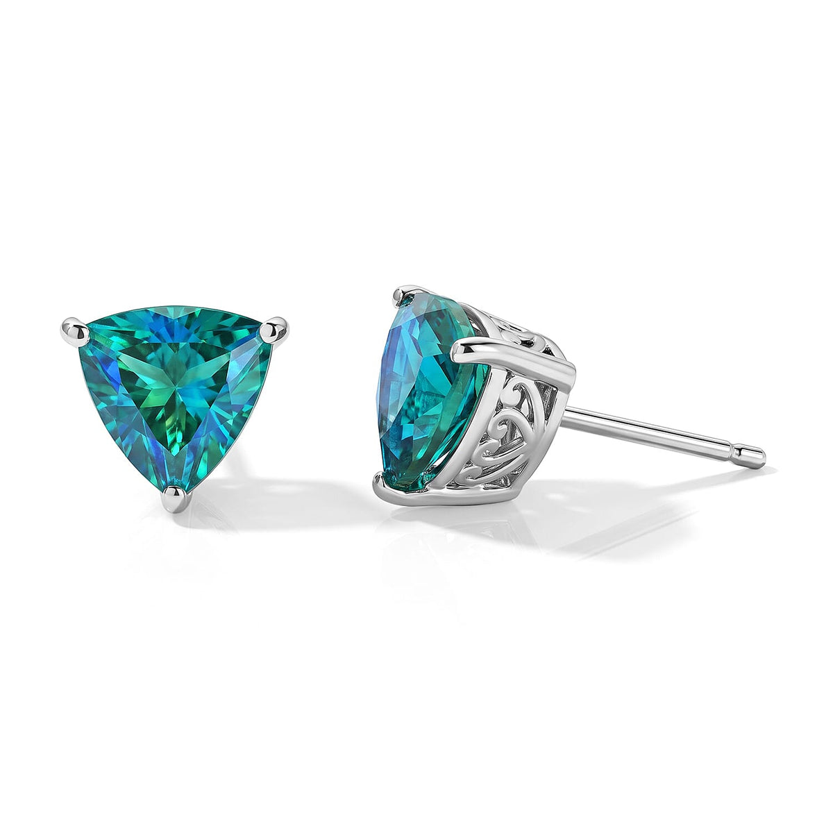 EverTrue Peacock Quartz Stud Earrings in Platinum Bond 2.80 ctw
