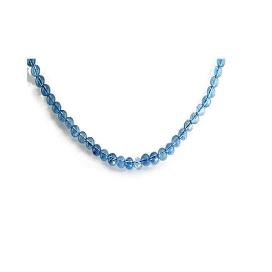 D''Joy Premium Santamaria Aquamarine Beaded Necklace (18-20 Inches) in Rhodium Over Sterling Silver 90.00 ctw