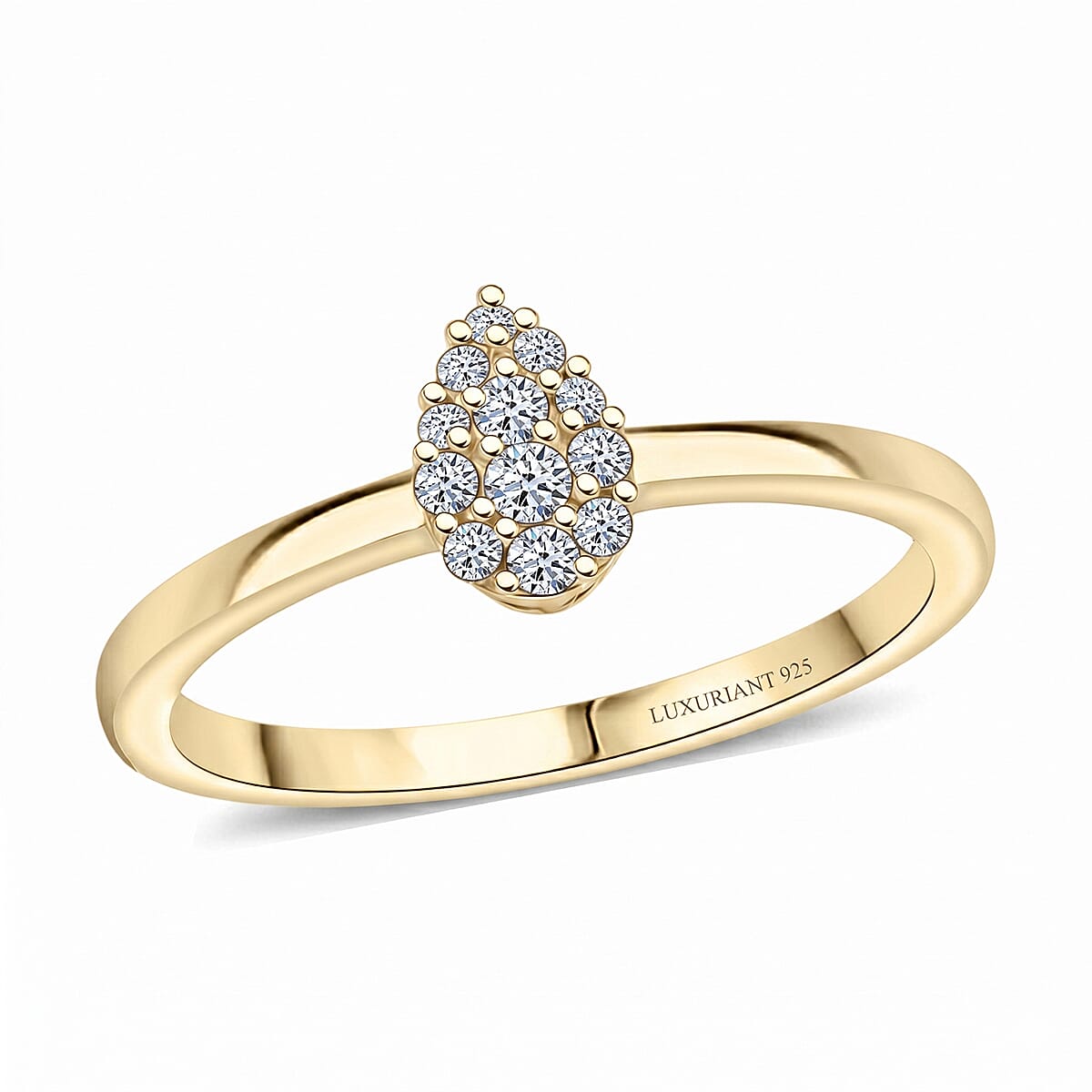 Luxuriant Lab Grown Diamond (G-H, SI) Ring in 18K Vermeil Yellow Gold Over Sterling Silver (Size 10.0) 0.15 ctw