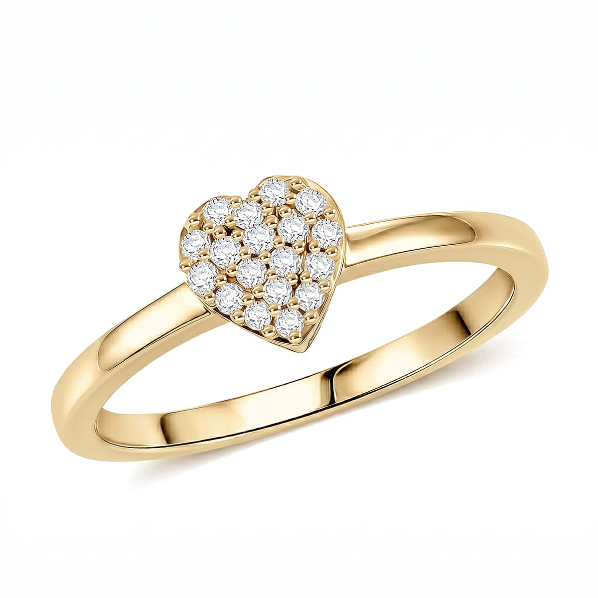 Luxuriant Lab Grown Diamond (G-H, SI) Ring in 18K Vermeil Yellow Gold Over Sterling Silver (Size 10.0) 0.15 ctw