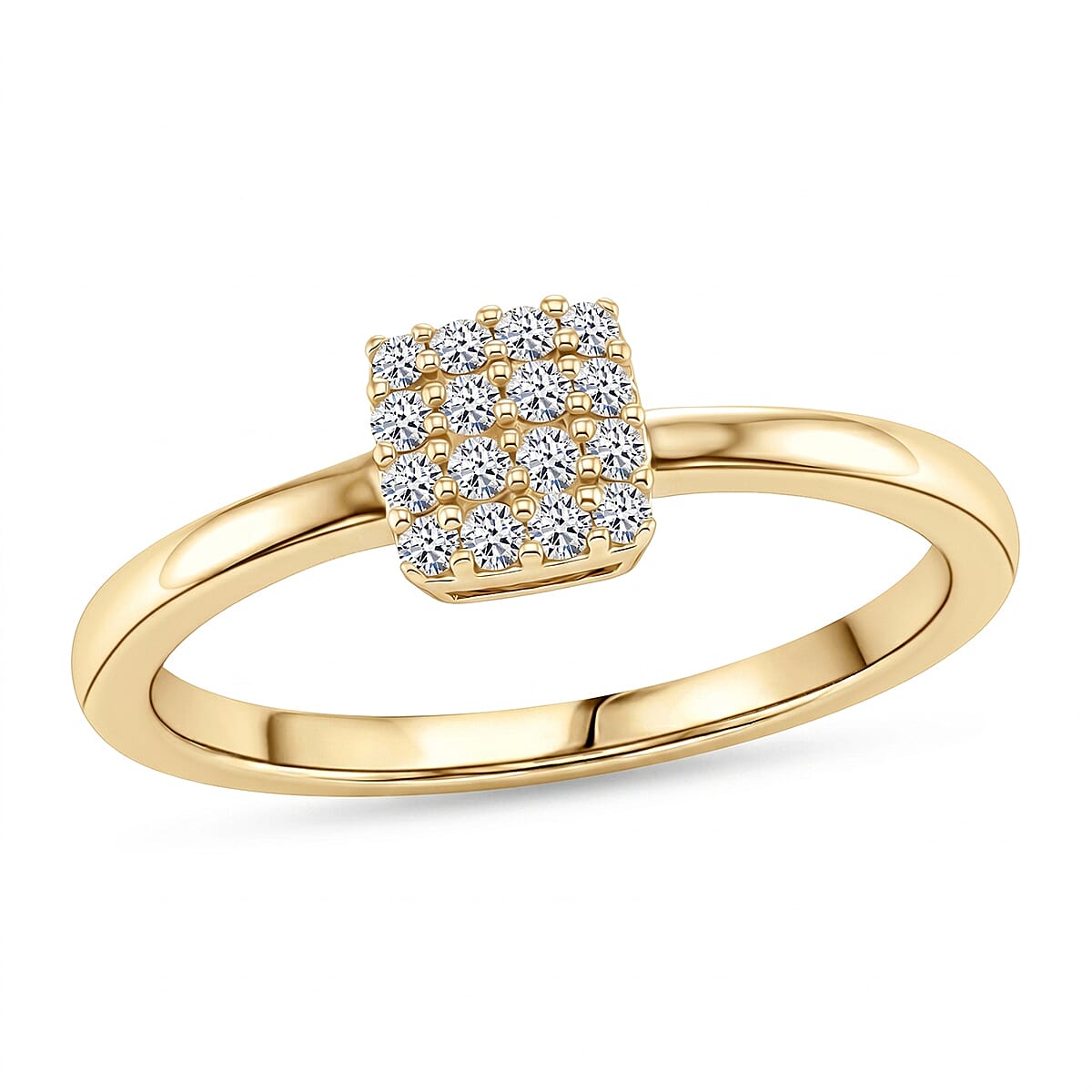 Luxuriant Lab Grown Diamond (G-H, SI) Ring in 18K Vermeil Yellow Gold Over Sterling Silver (Size 10.0) 0.15 ctw
