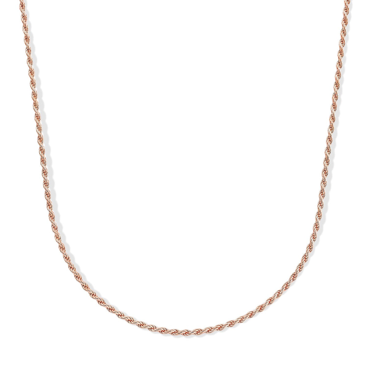 Italian 1.4mm Rope Chain Necklace in 14K RG Over Sterling Silver 3.75 Grams 20 Inches