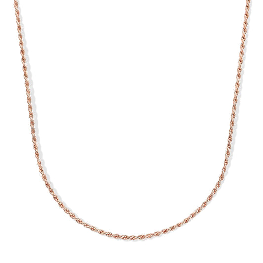 Italian 1.4mm Rope Chain Necklace in 14K RG Over Sterling Silver 3.75 Grams 20 Inches