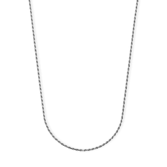 Italian 1.4mm Rope Chain Necklace in Black Rhodium Over Sterling Silver 3.75 Grams 20 Inches