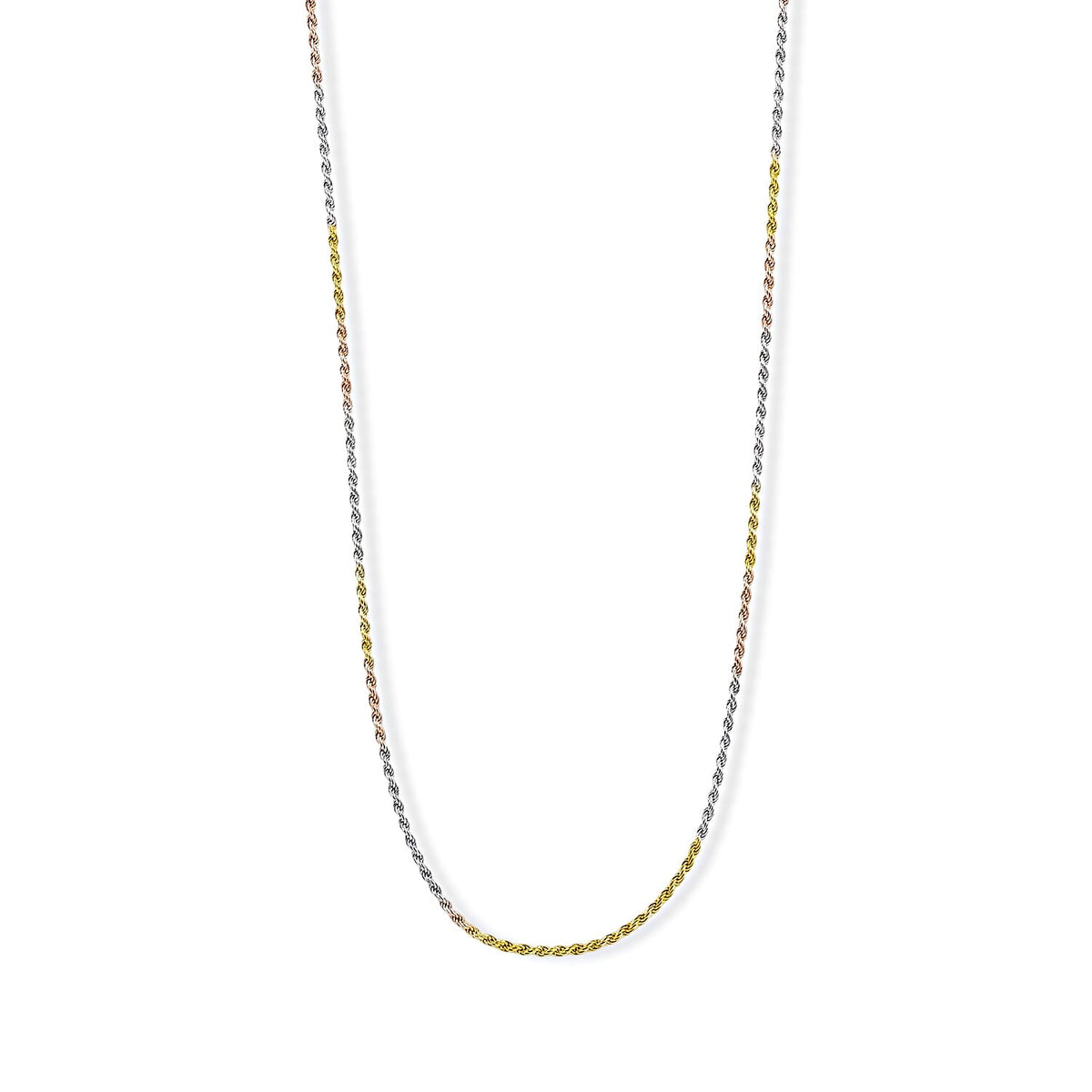 Italian 1.4mm Rope Chain Necklace in 14K YRG Over and Sterling Silver 3.75 Grams 20 Inches