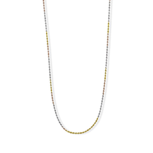 Italian 1.4mm Rope Chain Necklace in 14K YRG Over and Sterling Silver 3.75 Grams 20 Inches
