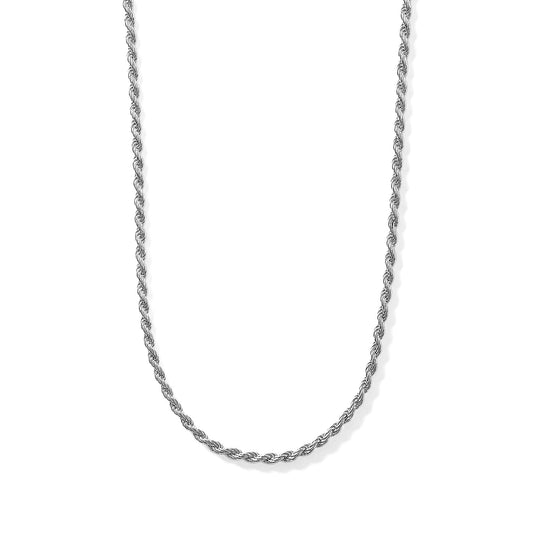 Italian 2.5mm Rope Chain Necklace in Sterling Silver 9.75 Grams 20 Inches