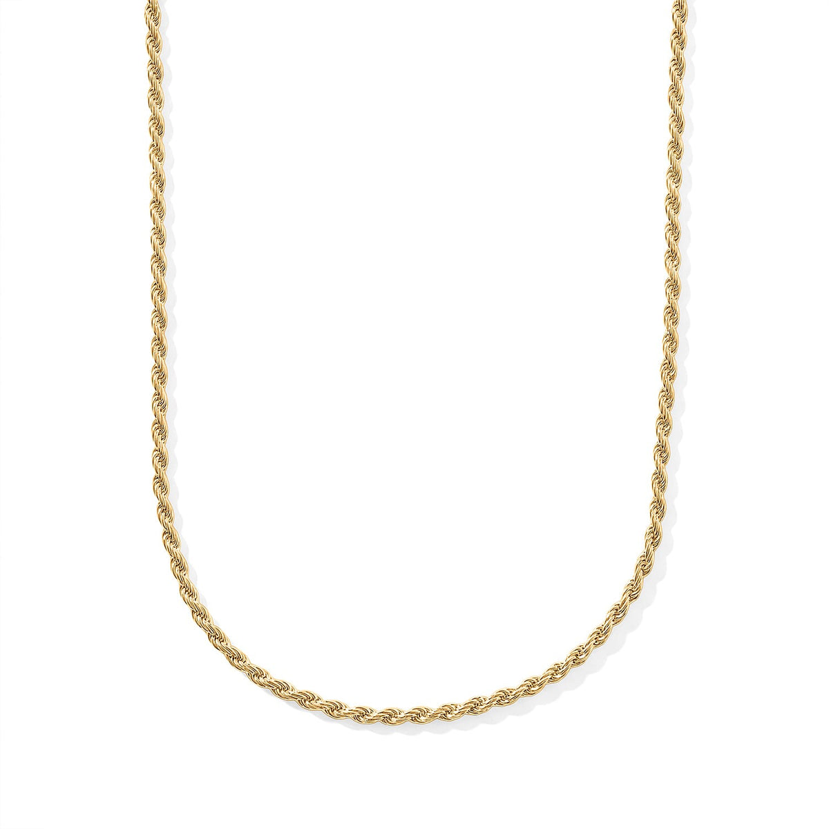 Italian 2.5mm Rope Chain Necklace in 14K YG Over Sterling Silver 9.75 Grams 20 Inches