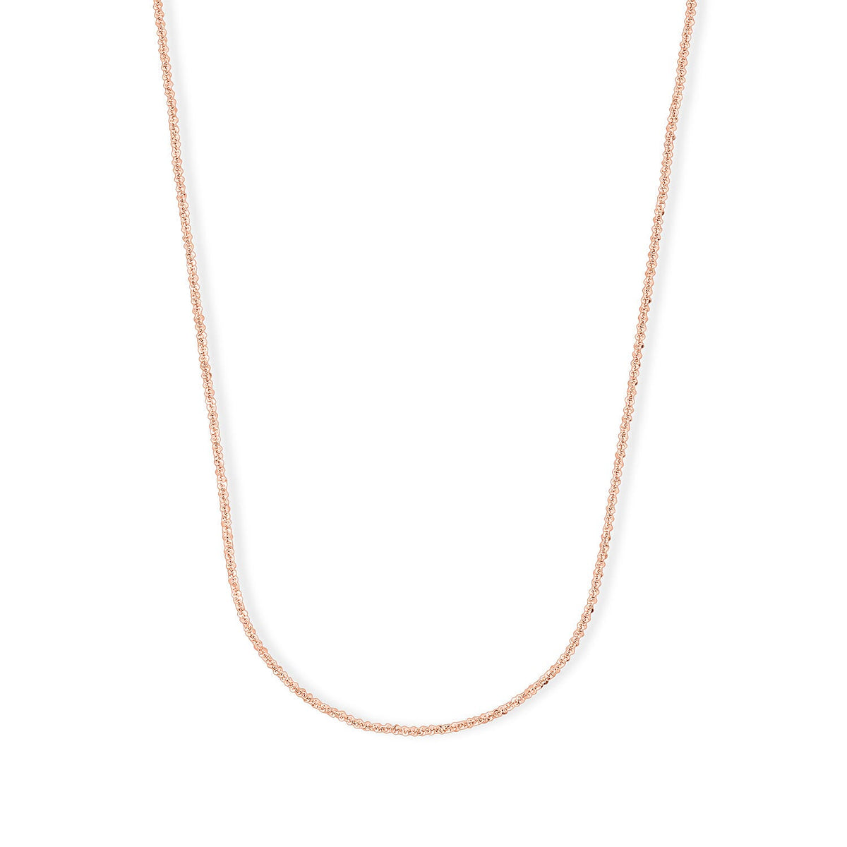 1.4mm Rock Chain Necklace in Rhodium Over Sterling Silver 3.10 Grams 20 Inches