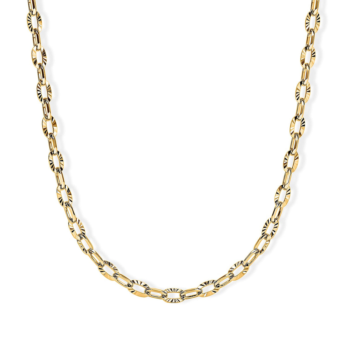 Italian 14K YG Over Sterling Silver 1.2mm Drop Oval Star Chain Necklace (20 Inches) (2.15 g)
