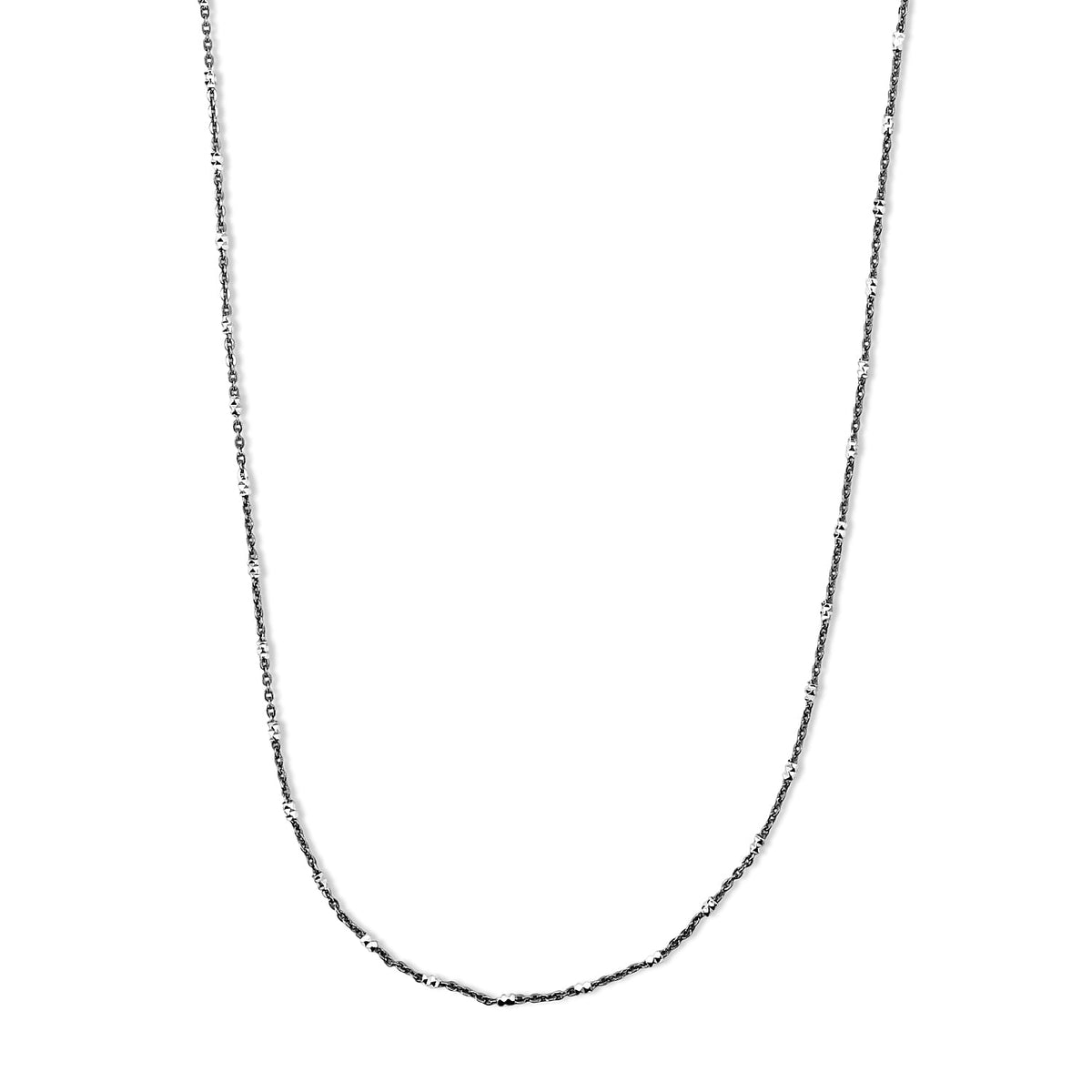 Italian Black Rhodium and Sterling Silver 1.4mm Tube Brite Long Chain Necklace (18 Inches) (2.40 g)