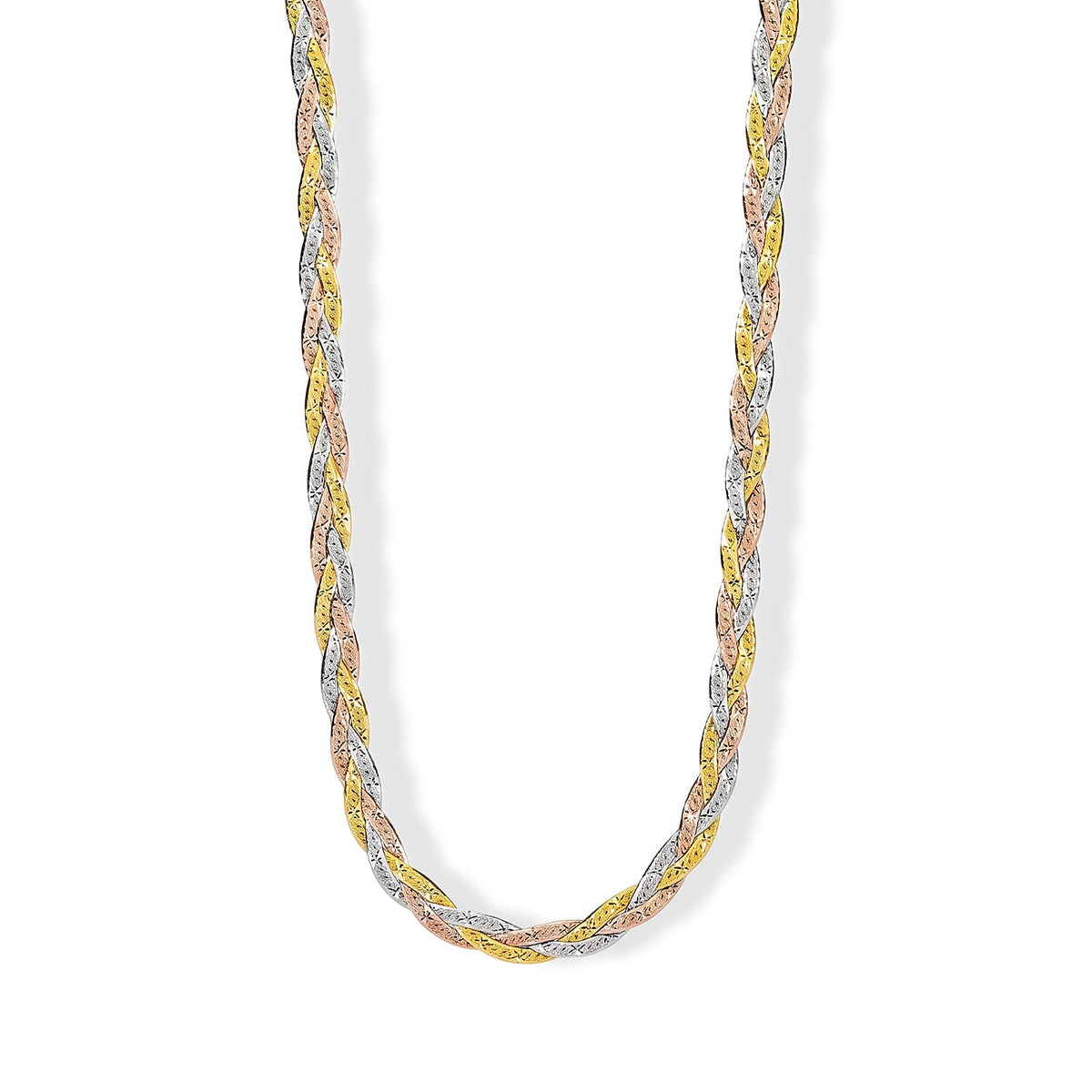 2mm Braided Chain Necklace in Rhodium Over Sterling Silver 9.40 Grams 18 Inches