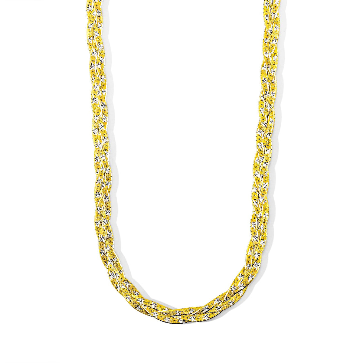 2mm Braided Chain Necklace in Rhodium Over Sterling Silver 9.40 Grams 18 Inches