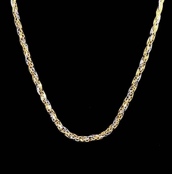 Rhodium Over Sterling Silver 2mm Braided Chain Necklace (18 Inches) (9.40 g)