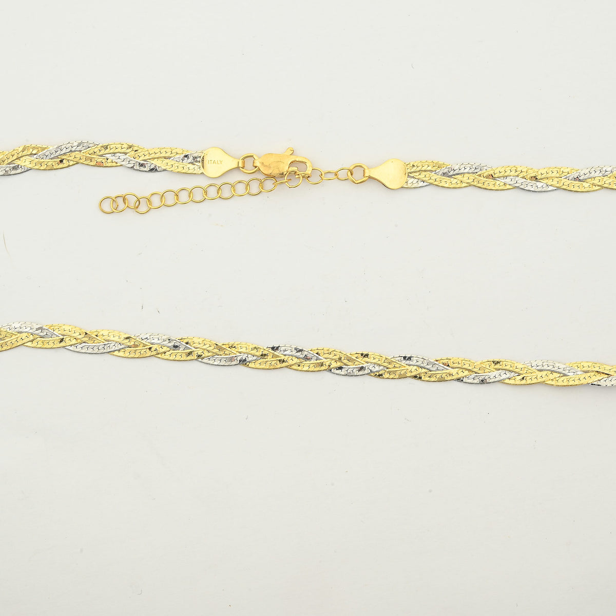 Rhodium Over Sterling Silver 2mm Braided Chain Necklace (18 Inches) (9.40 g)