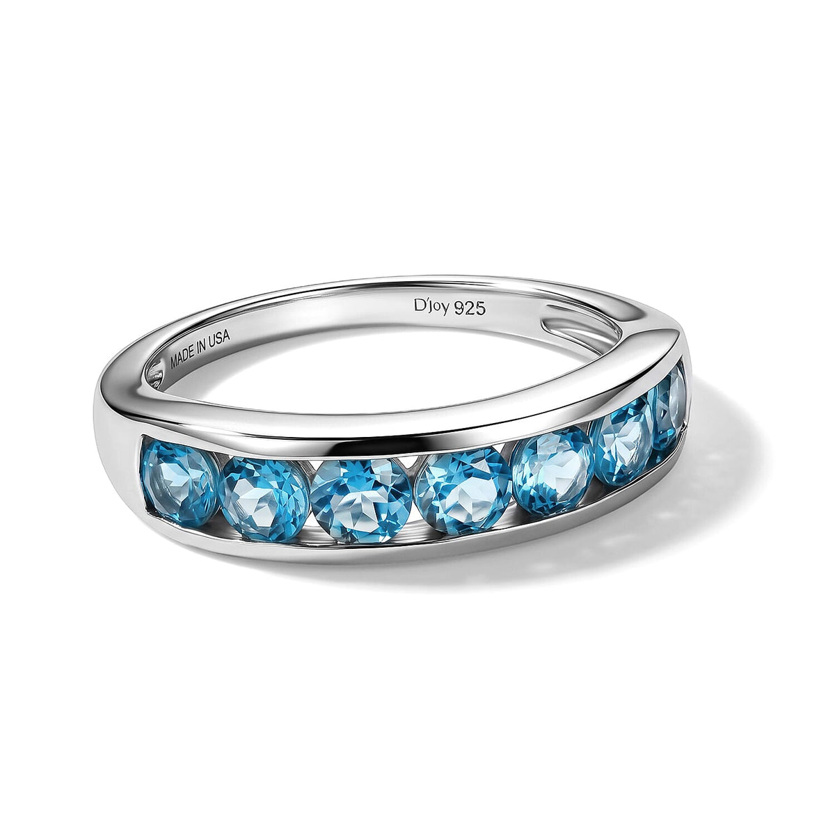D''Joy Blue Apatite Ring in Rhodium Over Sterling Silver (Size 10.0) 2.00 ctw