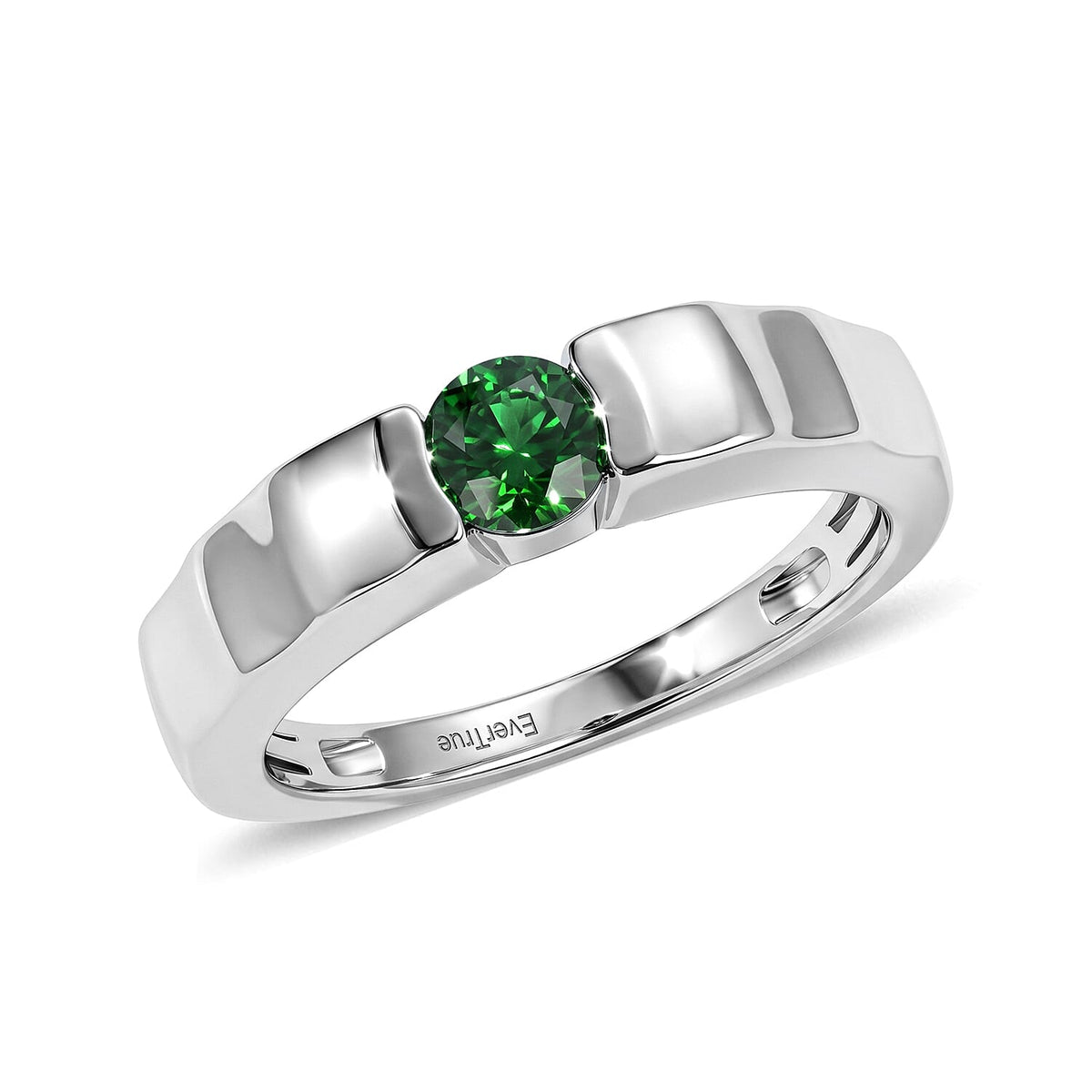 EverTrue Chrome Diopside Solitaire Ring in Platinum Bond (Size 10.0) 0.50 ctw