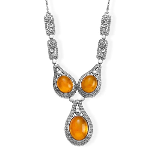 EverTrue Yellow Jade (D) 23.50 ctw Fancy Necklace in Stainless Steel 18 Inches