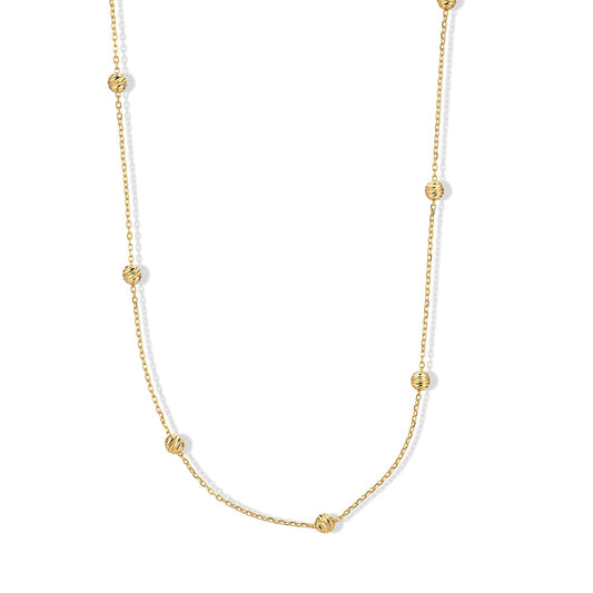Italian 0.6mm Station Round JZ LN Necklace in 14K Yellow Gold Over Sterling Silver 18 Inches 3.07 Grams